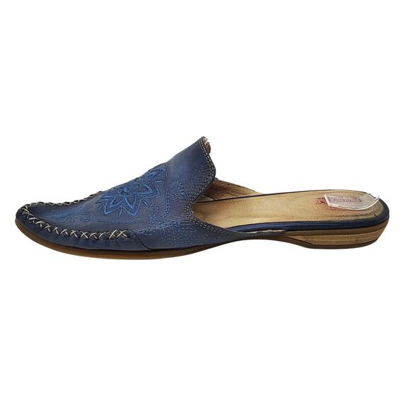 Pikolinos Shoes Womens 10/10.5 Mules Bari Blue Leather Boho Slip On 41 - Picture 3 of 10